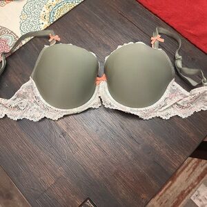 Victoria's Secret Olive and Pink Lace Bra